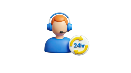 Customer Service Representative with 24/7 Support Icon
