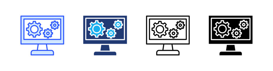 Automation Multiple Style Icon Set Vector 