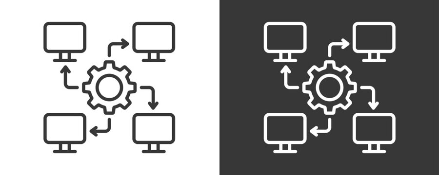 Parallel Processing Icon Set Vector Collection Isolated In Black And White