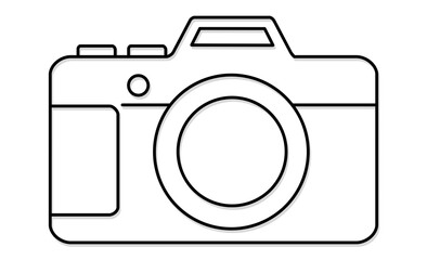 写真趣味を表現したモノクロカメライラストアイコン線画