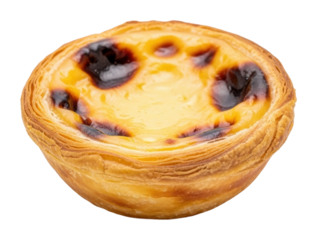Delicious portuguese egg tart bakery food isolated on transparent background