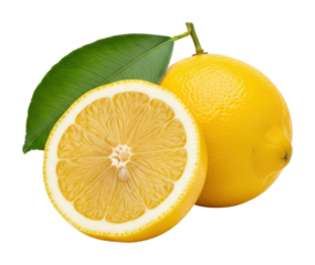 Slicing fresh lemons for culinary delights in kitchen environment isolated on transparent background