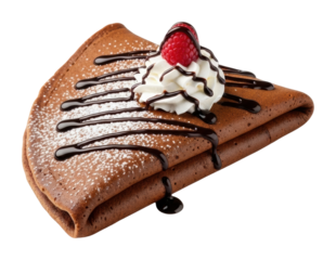 Indulge in decadent chocolate crepes at a cozy dessert  isolated on transparent background