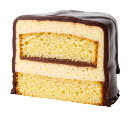 Delicious chocolate layer cake bakery food isolated on transparent background