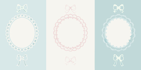 Delicate pastel frames with lace and bows a vintage inspired design