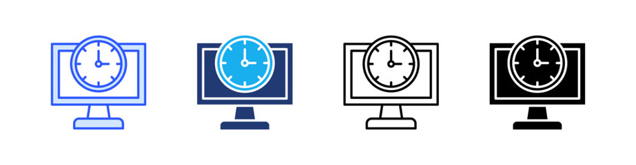 Working Time Multiple Style Icon Set Vector 