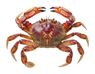 Crab behavior in marine habitat animal underwater view isolated on transparent background