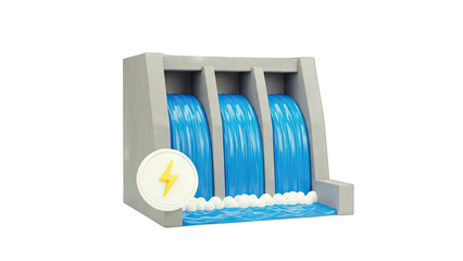 Hydroelectric Dam Generating Energy - 3D Illustration