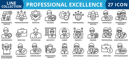Professional excellence icon set collection vector illustration