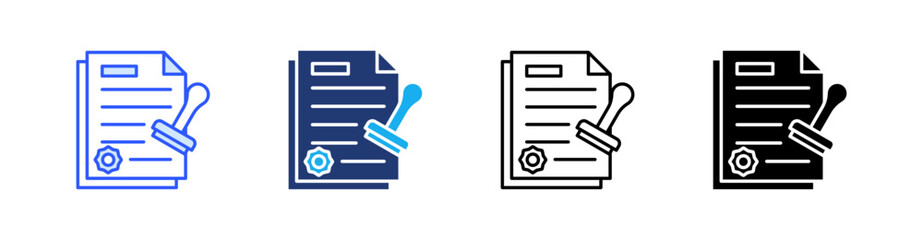 Permit Multiple Style Icon Set Vector 