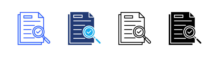 Reviewing Documents Multiple Style Icon Set Vector 