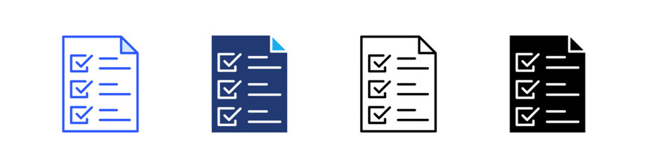 Checklist Multiple Style Icon Set Vector 