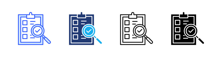 Inspection Multiple Style Icon Set Vector 