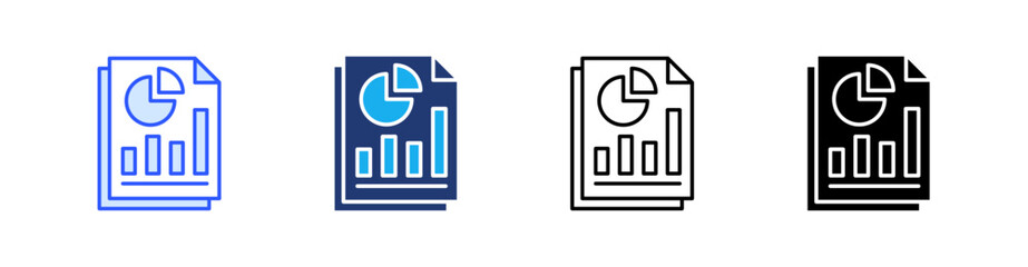 Report Multiple Style Icon Set Vector 