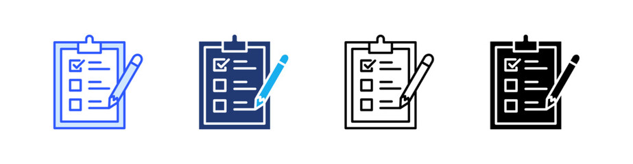 Questionnaire Multiple Style Icon Set Vector 