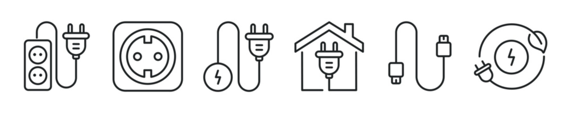 Electricity thin line icon set. Web minimal editable stroke icons