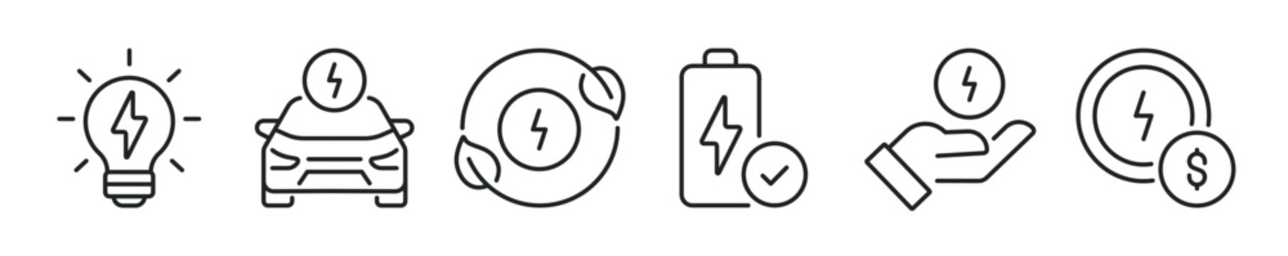 Electric thin line icon set. Web minimal editable stroke icons