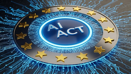 The european union ai act regulation concept with circuit board background