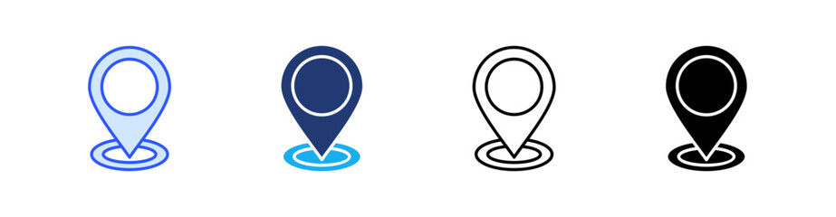 Location Multiple Style Icon Set Vector 