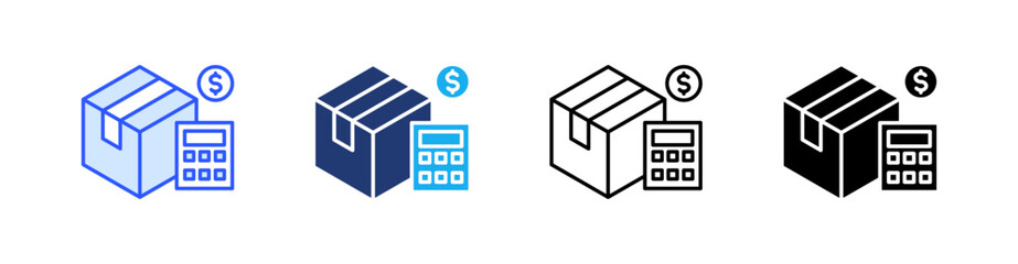 Shipping Cost Multiple Style Icon Set Vector 