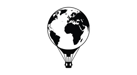 A striking black and white image of earth as a hot air balloon a captivating silhouette