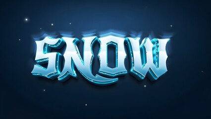 Glowing blue snow text with icy effect on dark background with stars