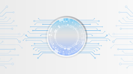 Abstract futuristic technology background with a circular digital interface and flowing circuit lines, symbolizing data processing, innovation, connectivity, and modern high-tech systems.