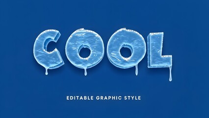 Cool editable graphic style with ice text effect on blue background