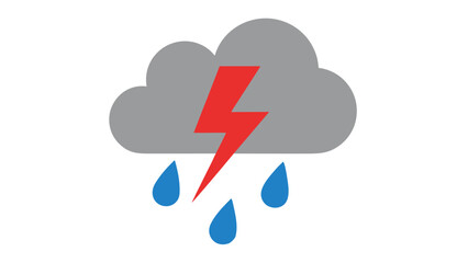 Thunderstorm Icon: Cloud, Lightning, Rain Drops