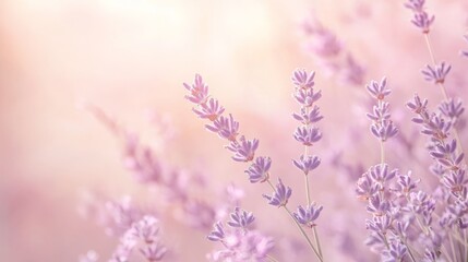 Lavender flowers blooming under bright sunlight in a serene outdoor setting
