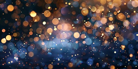 Golden and Blue bokeh light background abstract design element for celebrations