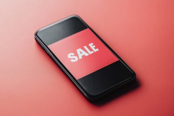 Smartphone displaying sale button on screen with bright colors and clear graphics