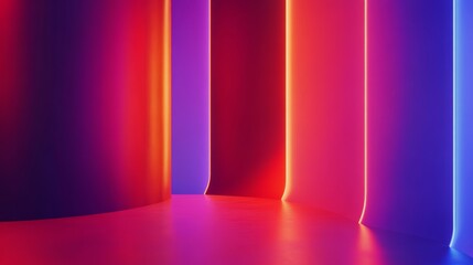 Red and blue light shining through architectural columns in a dramatic lighting scene