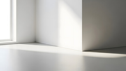 Fototapeta premium Minimal Interior Surface Background with Floor and Wall in Soft Natural Light