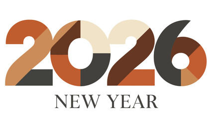 Minimalist Happy New Year 2026 Vector Background with Modern Typography, Web Banner Template in Clean Flat Style, Greeting Card Design, Number Logotype Concept for Holiday Branding