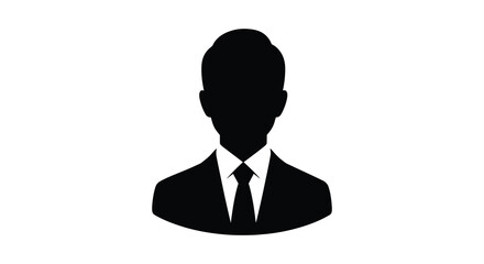 A stark black silhouette of a man wearing a suit and tie a professional depiction silhouette