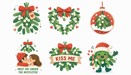 Christmas icons and elements set vector illustration