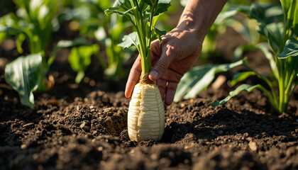 farmer planting a tomato