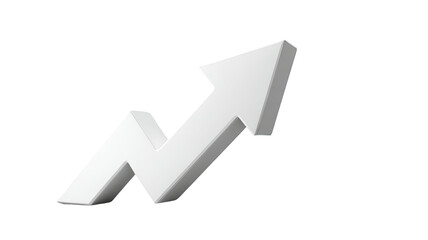 High resolution 3D arrow directional pointer glossy modern shape dynamic perspective studio render isolated on white background