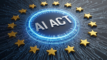European union ai act logo symbolizing artificial intelligence regulation and technology