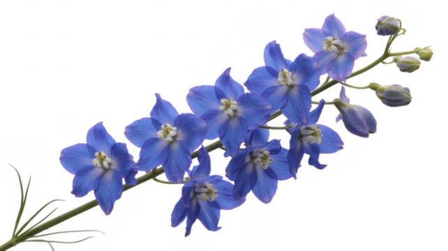 Blue Delphinium Flowers isolated on a transparent background purple white - Powered by Adobe