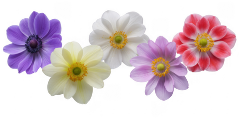 Colorful flowers on transparent background isolated on a transparent background purple