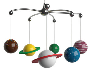 Colorful Planet Mobile isolated on a transparent background planets