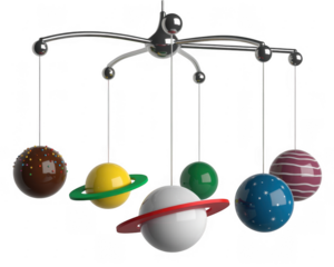 Colorful Planet Mobile isolated on a transparent background planets
