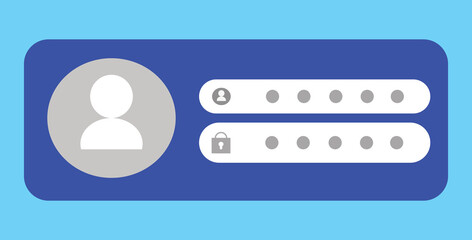Vector illustration template for website login with username and password. Social media, website, verification, web design, security, internet access.