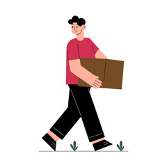 Person Walking With Recycle Box