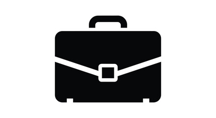 A simple black briefcase graphic presenting a streamlined and minimalist design silhouette