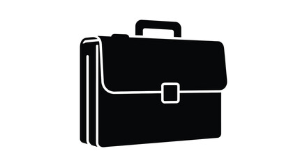 A striking black and white image showcases a classic briefcase design in a silhouette