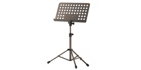 Music sheet stand with silver metal holder isolated on a transparent background