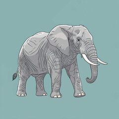 Fototapeta premium Majestic African Elephant Wildlife Creature Illustration